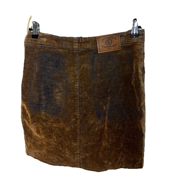 Maille Demoiselle Paris Tan Blue Y2K‎  90s Stretch Velvet Beyoncé Mini Skirt 3 - Picture 4 of 6